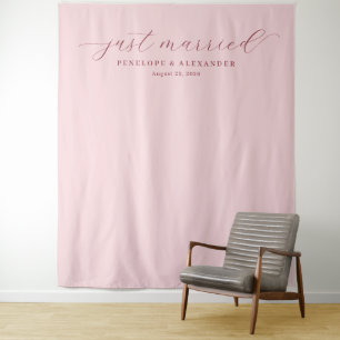 Elegante Roze Net Getrouwd Calligrafie Wandkleed