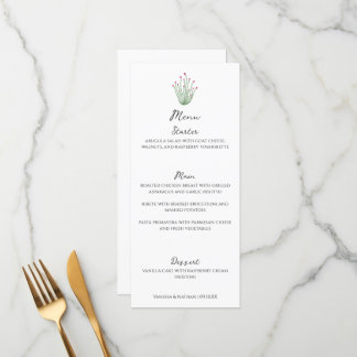 Elegante Roze Ocotillo Cactus Verticale Bruiloft Menu