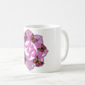 Elegante Roze ohm mandala roze paarse vlinders Koffiemok (Voorkant rechts)
