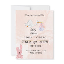 Elegante Roze Ooievaar Baby Shower