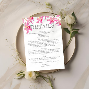 Elegante Roze Orchidee Bloeit Tropische Bloemen Hu Informatiekaartje