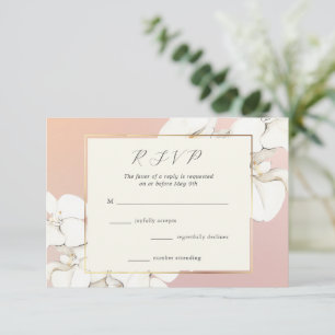 Elegante Roze Orchidee Bloem Bruiloft RSVP Kaartje
