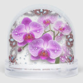 Elegante roze orchidee bloemen sneeuwbol (Achterkant)