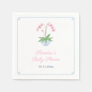 Elegante Roze Orchidee Chinoiserie Baby Shower Fee Servet