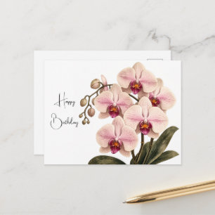 Elegante Roze Orchidee Verjaardagskaart Briefkaart