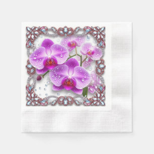 Elegante Roze Orchideeën Bloemen Servet