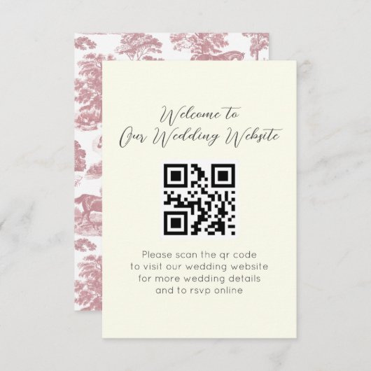Elegante Roze Paard Toile Wedding Informatiekaartje (Voorkant / Achterkant)
