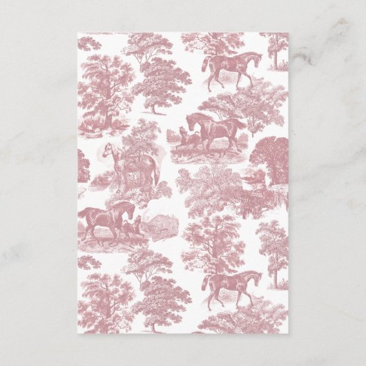 Elegante Roze Paard Toile Wedding Informatiekaartje (Achterkant)