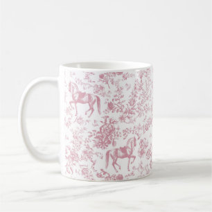 Elegante Roze Paardensport Bloemendessin  Koffiemok