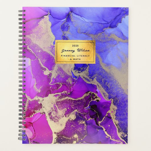 Elegante Roze Paarse Abstracte College Planner (Voorkant)