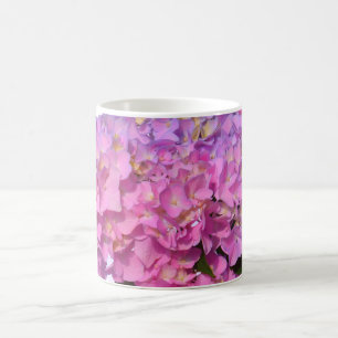 Elegante roze paarse blauwe bloem koffiemok