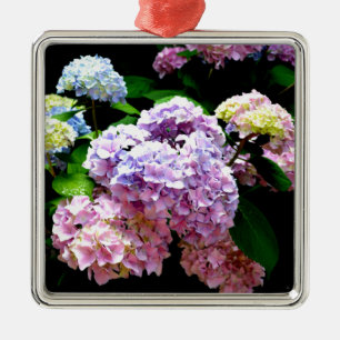 Elegante roze paarse blauwe bloemen hortensia tuin metalen ornament