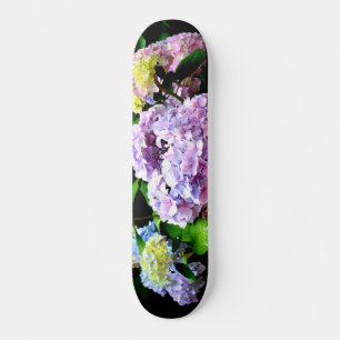 Elegante roze paarse blauwe bloemen hortensia tuin skateboard