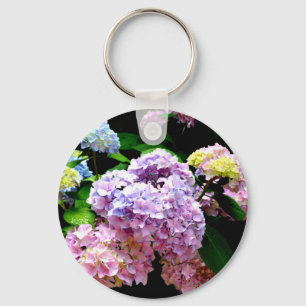 Elegante roze paarse blauwe bloemen hortensia tuin sleutelhanger