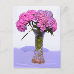 Elegante roze paarse bloemblaadjes hortensia's briefkaart