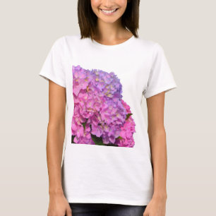 Elegante roze paarse bloemblaadjes hortensia's t-shirt