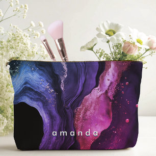 Elegante roze paarse marmeren kunst faux glitter etui