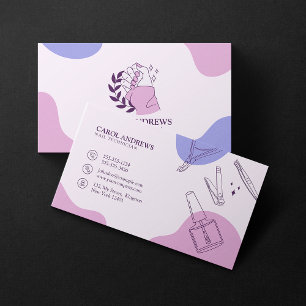 Elegante Roze & Paarse Nagelstyliste Manicuriste Visitekaartje