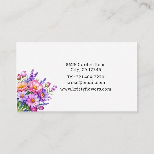 Elegante roze Paarse perzik bloemist Visitekaartje (Achterkant)