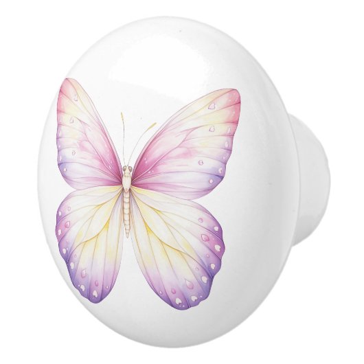Elegante roze Paarse vlinder ladeknop Keramische Knop (Rechts)