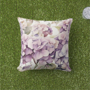 Elegante roze paarse waterverf hydrangea's buitenkussen