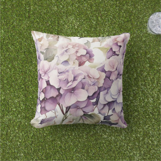 Elegante roze paarse waterverf hydrangea's  buitenkussen