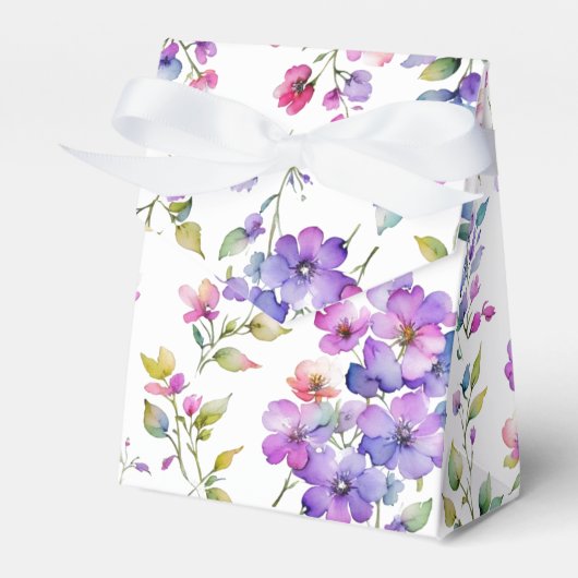 Elegante roze paarse waterverf wilde bloemen bedankdoosjes (Voorkant Zijde)