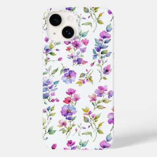 Elegante roze paarse waterverf wilde bloemen Case-Mate iPhone 14 hoesje