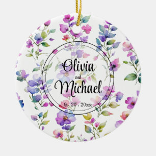 Elegante roze paarse waterverf wilde bloemen keramisch ornament