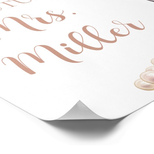 Elegante roze parels en Prosecco Future Mrs. Sign Poster (Hoek)
