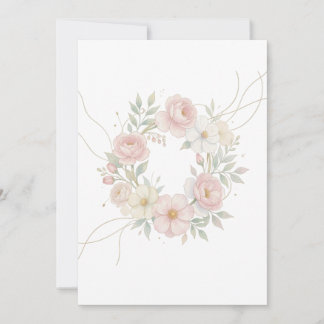Elegante Roze Pastel Bloemenkrans Botanisch Ontwer Kaart