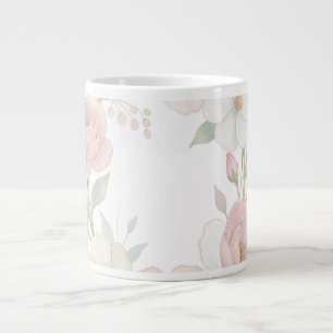 Elegante Roze Pastel Bloemenkrans Botanische Ontwe Extra Grote Beker