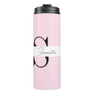 Elegante roze pastel gepersonaliseerde thermische thermosbeker