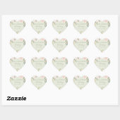 Elegante Roze & Pastelgroene Bloemige Bruiloft  Hart Sticker (Vel)