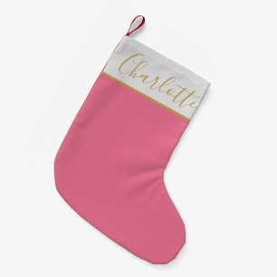 Elegante Roze Persoonlijke Moderne Script Typograf Kleine Kerstsok