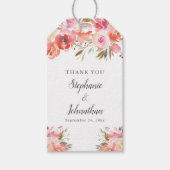 Elegante Roze Perzik Bloemen Waterverf bruiloft Cadeaulabel (Voorkant)