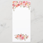 Elegante Roze Perzik Bloemen Waterverf Gouden brui Menu (Achterkant)