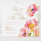 Elegante roze perzik bloemige Pop wanneer ze Poppe Sparkling Wijnetiket (Enkel label)