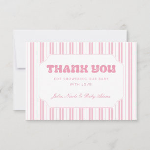Elegante Roze Perzik Gestreepte Dank Je Wel Baby S Kaart