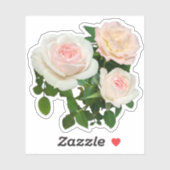 Elegante roze perzik witte rozen floraal sticker (Vel)