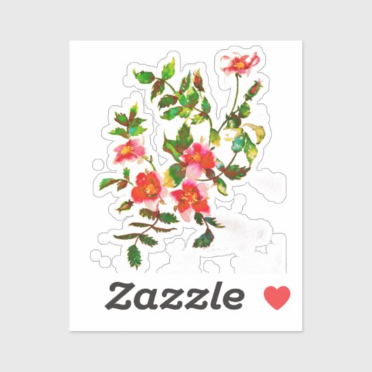 Elegante roze perzikkleurige waterverf Rozen Sticker (Vel)