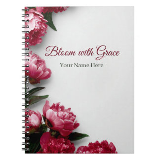 Elegante Roze Pioen Bloeit met Gratie Gepersonalis Notitieboek