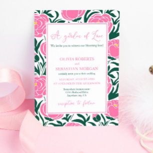 Elegante roze pioen bloemen bruiloft kaart