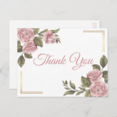 Elegante roze pioen Bloemen Dank u Briefkaart (Voorkant / Achterkant)