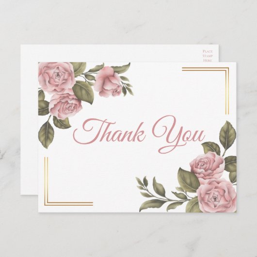 Elegante roze pioen Bloemen Dank u Briefkaart (Voorkant / Achterkant)