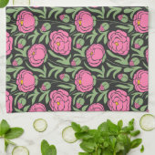 Elegante roze pioen bloemen theedoek (Gevouwen)