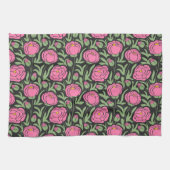 Elegante roze pioen bloemen theedoek (Horizontaal)