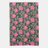 Elegante roze pioen bloemen theedoek (Verticaal)