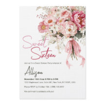 Elegante Roze Pioen Bloemige Sweet Sixteen