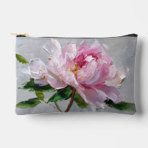 Elegante Roze Pioen Dikke Impasto Olie Schildering